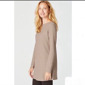 J. Jill- Women’s Oatmeal Heather Textured Andrea Tunic Relaxed Fit, Size XL